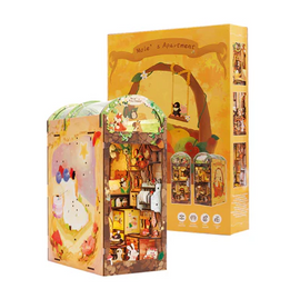 Mole's Apartment DIY Bookend by Cute Bee, showcasing a charming design featuring colorful animals and a cozy interior. The bookend is made from high-quality materials and is designed to add a whimsical touch to home decor. The packaging displays the vibrant artwork and details about the DIY kit, perfect for creative enthusiasts.