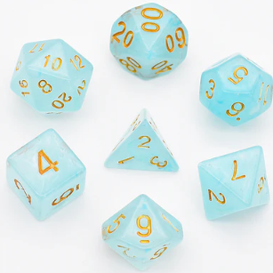 Cyan Silk RPG Dice Set