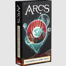 The Arcs: Leaders & Lore Pack by Leder Games features an eye-catching box design with vibrant colors, showcasing a whimsical space-themed illustration. The box prominently displays the title 'Arcs' along with the subtitle 'Leaders & Lore Pack' in bold text. This game expansion is designed to enhance your gameplay experience with new leaders and lore, perfect for fans of strategic board games.