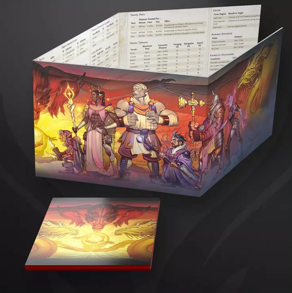 The D&D Dungeon Master's Screen is a beautifully illustrated guide featuring vibrant artwork of adventurers and mythical creatures. It includes essential game tables, rules, and references for a seamless tabletop gaming experience. Perfect for Dungeon Masters to enhance gameplay and storytelling.