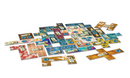 A vibrant layout of the Patchwork: 10th Anniversary Edition game by Lookout Games. The game features colorful pieces with various patterns and numbered tokens, ready for players to assemble and enjoy.