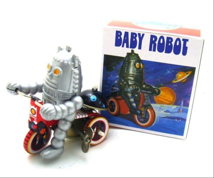 TIN WIND-UP ROBOT/BIKE