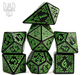 Knotwork: Green 7pc RPG Dice S