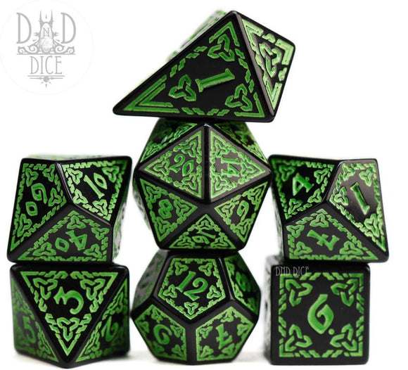 Knotwork: Green 7pc RPG Dice S