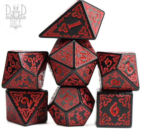 Knotwork: Red 7pc RPG Dice Set