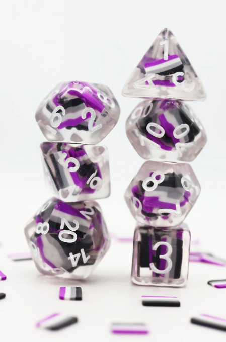 Asexual Flag 7pc RPG Dice Set