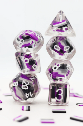 Asexual Flag 7pc RPG Dice Set