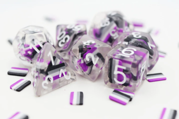 Asexual Flag 7pc RPG Dice Set