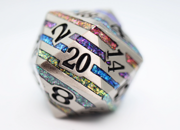 35mm Metal D20 Silver w/ Rainb