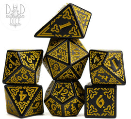 Knotwork: Yellow 7pc RPG Dice