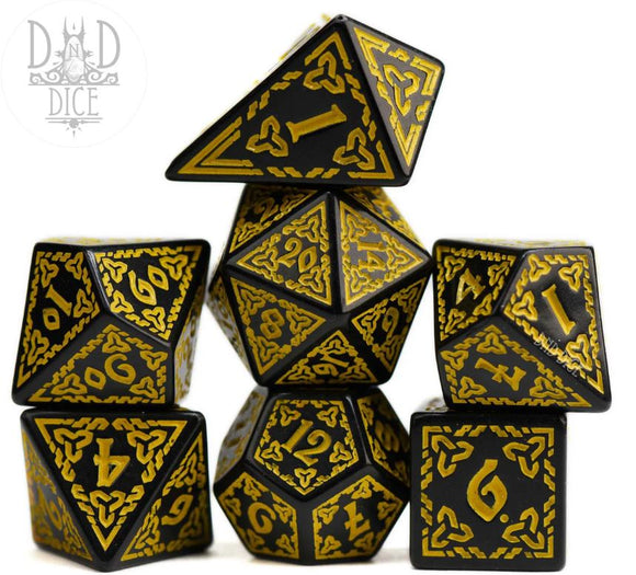 Knotwork: Yellow 7pc RPG Dice