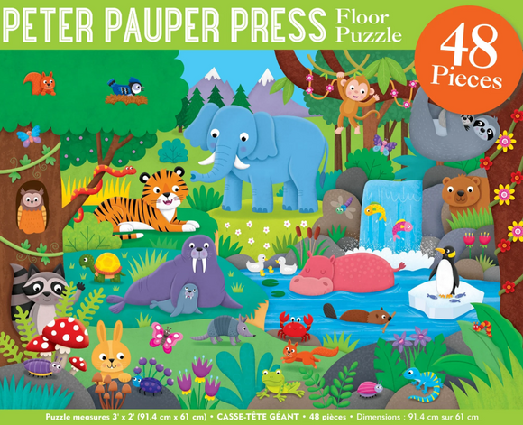 Children's puzzle with animals in a forest setting by Peter Pauper Press