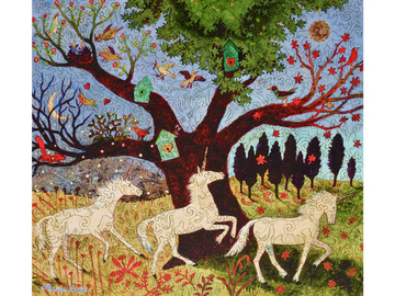 Three Unicorns By a Tree