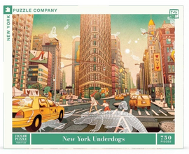New York City Street with Flat Iron building and spectral alligators crawling out of manholes and under taxi cabs