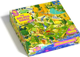 The Golden Goose Puzzle box art.  Predominantly green and yellow.