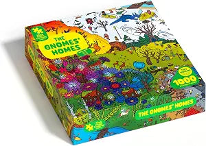 The Gnomes Homes Jigsaw Puzzle box cover.  A couple of seasons
