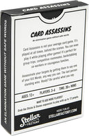 Back of the box for Card Assassins with a description of the game.