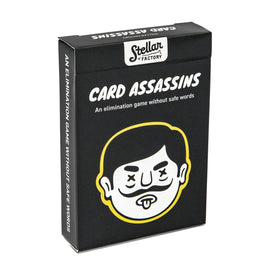Front of the box of the card game Card Assassins