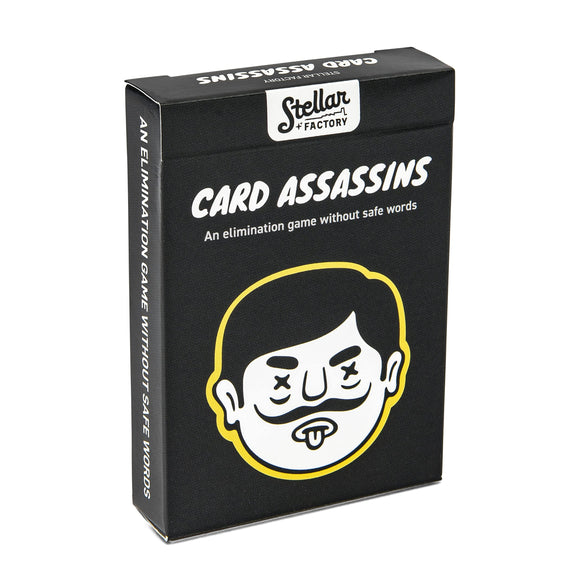 Front of the box of the card game Card Assassins