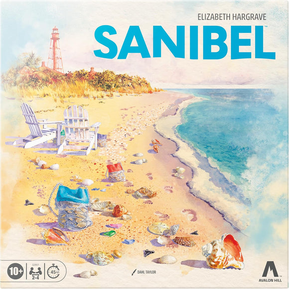 Sanibel board game box cover of a beach