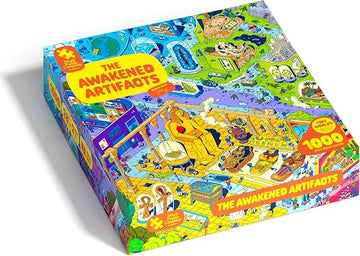Awakened Artifacts jigsaw puzzle box cover  including  coloful sarcophagi