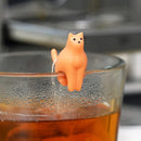 Cat tea bag holder in use