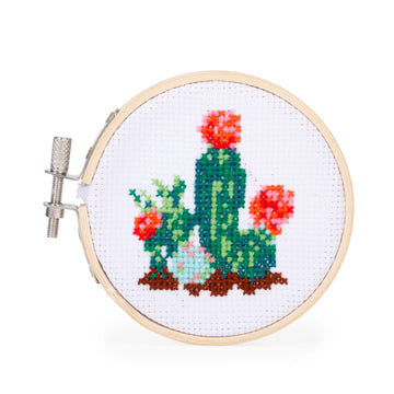 Completed cactus mini cross stitch