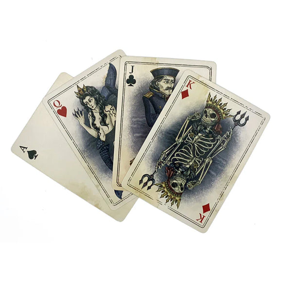 Example cards from Nautical playing cards set on white background