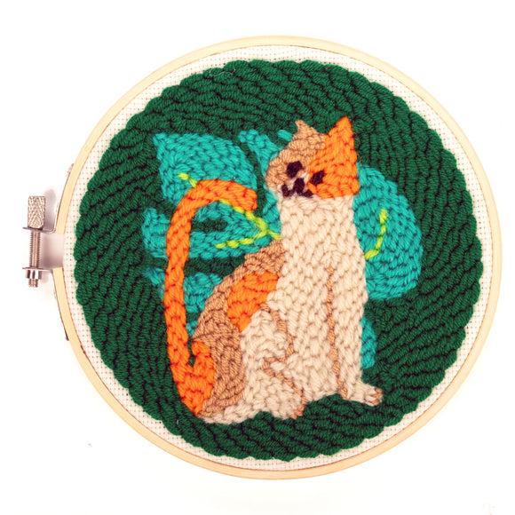 Cat Punch Needle kit fully completed