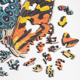 Closeup showing butterfly-shaped whimsy pieces