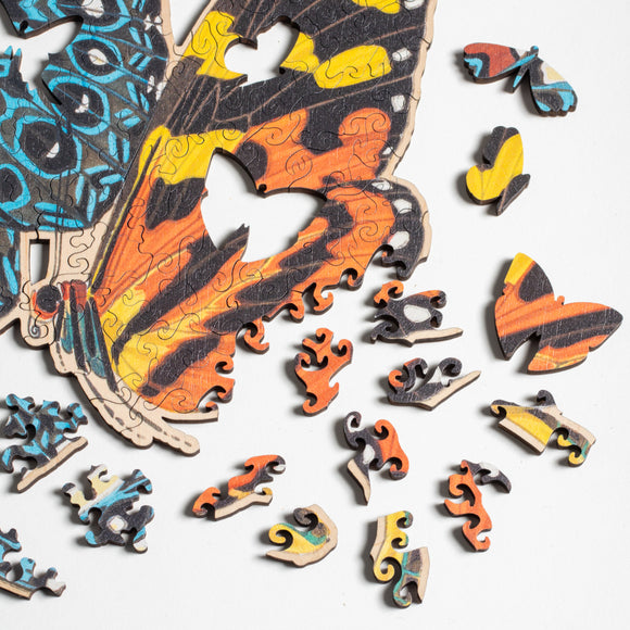Closeup showing butterfly-shaped whimsy pieces