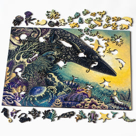 Ocean tapestry puzzle mostly completed.