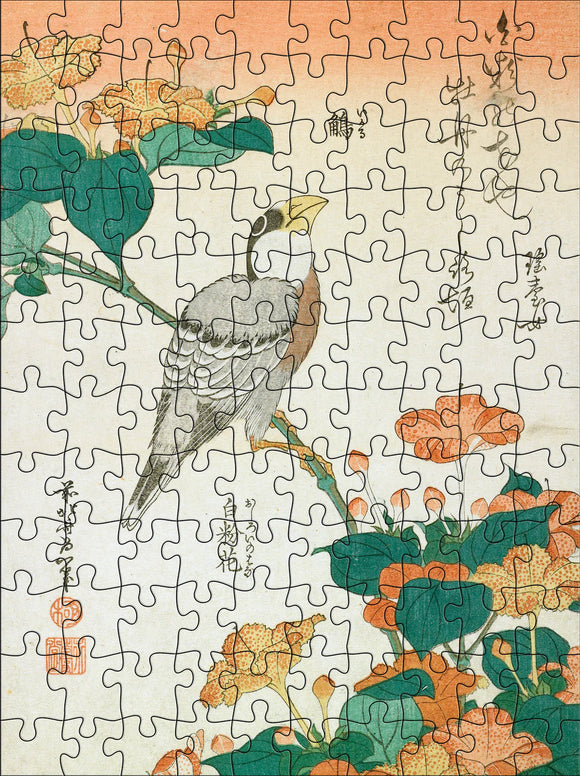 Hokusai puzzle featuring a bird