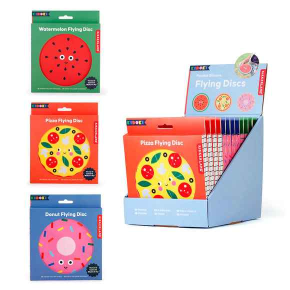 Flying discs in original packaging and display