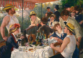 Painting of a lively outdoor cafe scene with people dining and socializing (image usewd for puzzle)