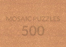 Back of mosaic puzzle, showing the unique piece shapes.