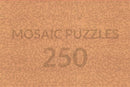 Back of a mosaic puzzle, featuring unique piece shapes