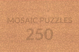 Back of a mosaic puzzle, featuring unique piece shapes