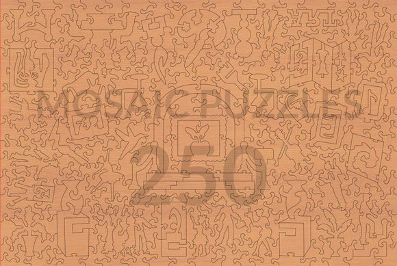 Back of the puzzle, showing unique puzzle shapes