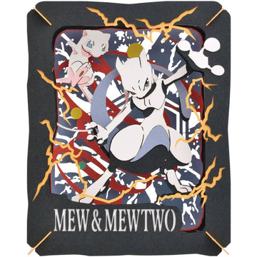 Pokemon Paper Theater Mew and Mewtwo Completed Build Facing Front