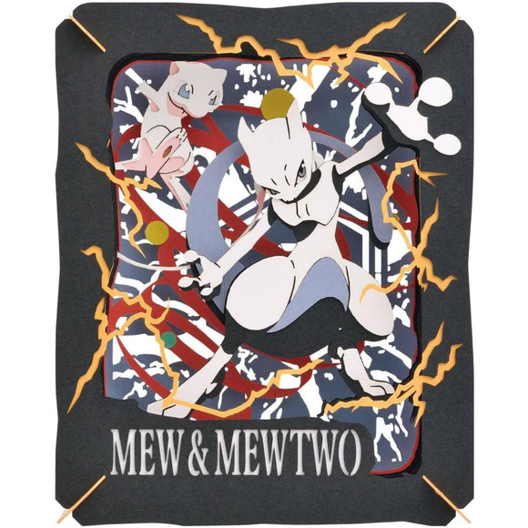 Pokemon Paper Theater Mew and Mewtwo Completed Build Facing Front