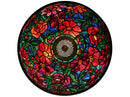 Overhead view of a floral tiffany lampshade