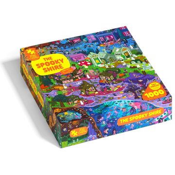 Colorful box cover of the Spooky Shire jigsaw