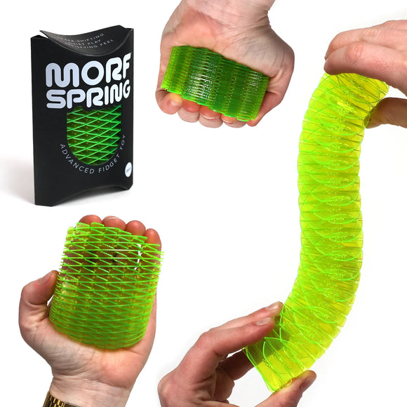 Morf Sensory Spring Green Small packaging and toy