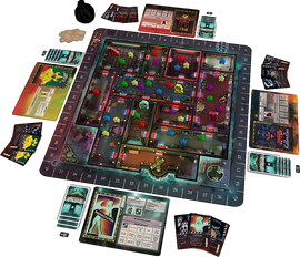 Spooktacular board game components, showing a game in progress