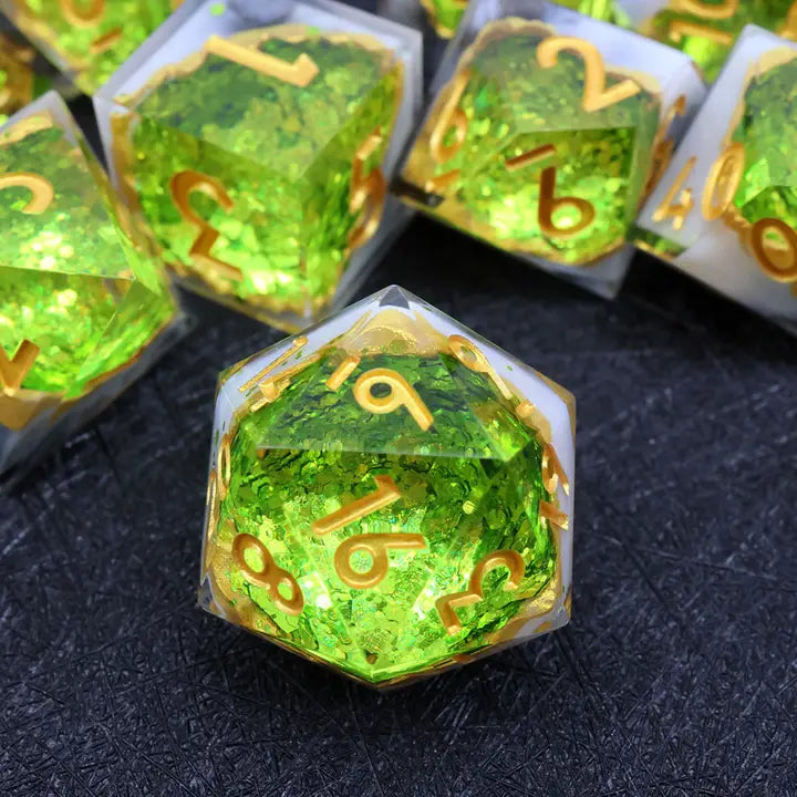 Arctic Emerald Geode - Sharp Edge Dice Set