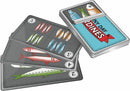 Sunny Day Sardines card game by 25th Century Games featuring colorful cards depicting various fish. The cards are laid out with numbers and designs showcasing the game's theme, making it visually engaging for players.