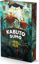Kabuto Sumo game box showcasing colorful artwork featuring various whimsical beetle characters battling in a fantastical arena. The game's title 'Kabuto Sumo' is prominently displayed in bold letters, with illustrations of formidable opponents and vibrant backgrounds conveying the lively action and entertainment this game offers.