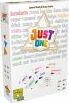Just One board game by Repos. The box features colorful lettering and illustrations with various words and drawings. Perfect for family game nights, this engaging party game encourages creativity and collaboration among players.