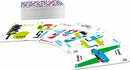A colorful card game called Mille Bornes by Asmodee, featuring various illustrated cards with designs related to driving, such as traffic lights, cars, and fuel trucks. The stack of cards sits neatly on a white background, showcasing vibrant graphics ideal for family game nights or gatherings.